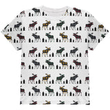 Autumn Plaid Moose on the Loose Pattern All Over Youth T Shirt