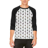 Autumn Plaid Bear and Moose Pattern Mens Raglan T Shirt