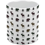 Autumn Plaid Bear and Moose Pattern All Over Coffee Mug