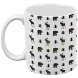 Autumn Plaid Bear and Moose Pattern All Over Coffee Mug