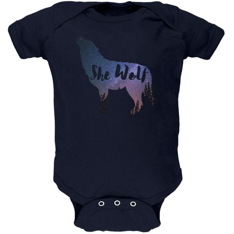 She Wolf Night Sky Landscape Soft Baby One Piece