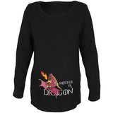 Mother of a Dragon Cute Pink Fire Maternity Soft Long Sleeve T Shirt front view