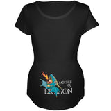 Mother of a Dragon Cute Blue Fire Maternity Soft T Shirt front view