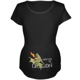Mother of a Dragon Cute Green Fire Maternity Soft T Shirt front view