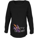 Mother of a Dragon Cute Purple Fire Maternity Soft Long Sleeve T Shirt front view