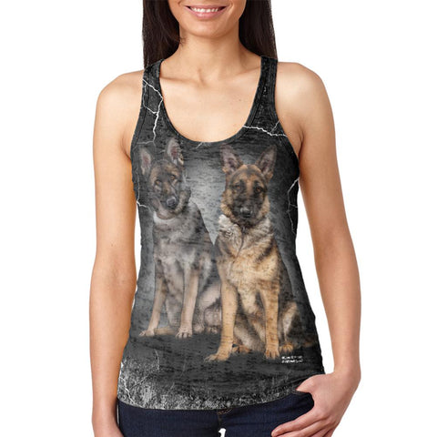 German Shepherds Live Forever Juniors Burnout Racerback Tank Top