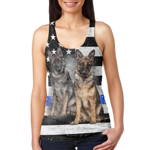 Thin Blue Line K9 Unit German Shepherd Live Forever Juniors Burnout Racerback Tank Top