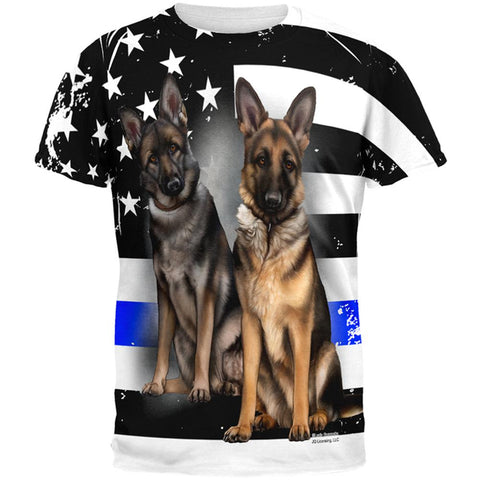 Thin Blue Line K9 Unit German Shepherd Live Forever All Over Mens T Shirt