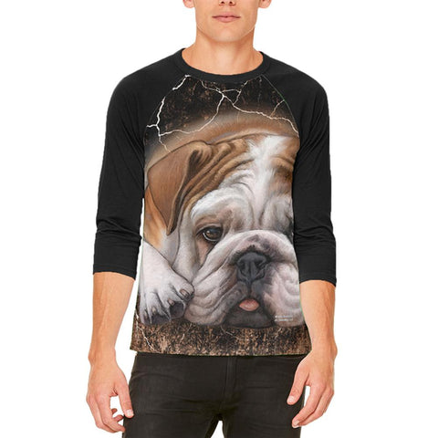 English Bulldog Live Forever Mens Raglan T Shirt