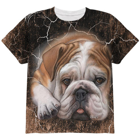 English Bulldog Live Forever All Over Youth T Shirt