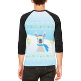 Ugly Christmas Sweater Llama Llamakkah Hanukkah Mens Raglan T Shirt