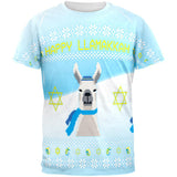 Ugly Christmas Sweater Llama Llamakkah Hanukkah All Over Mens T Shirt