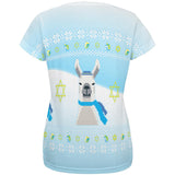 Ugly Christmas Sweater Llama Llamakkah Hanukkah All Over Womens T Shirt