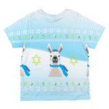 Ugly Christmas Sweater Llama Llamakkah Hanukkah All Over Toddler T Shirt