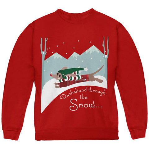 Christmas Dachshund Dashing Through the Snow Youth Sweatshirt