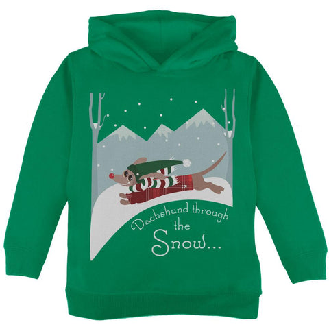 Christmas Dachshund Dashing Through the Snow Toddler Hoodie