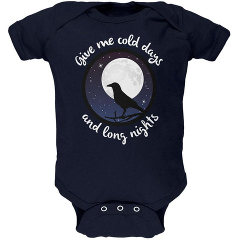 Cold Days Long Nights Fall Moon Raven Soft Baby One Piece