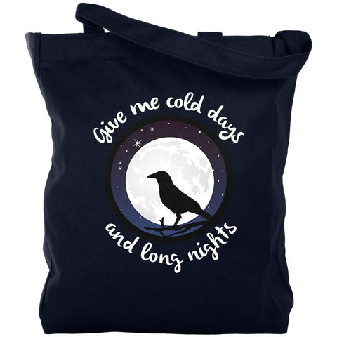 Cold Days Long Nights Fall Moon Raven Canvas Tote Bag