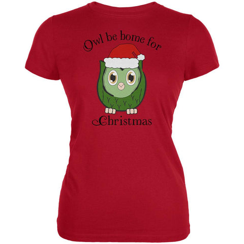 Owl I'll Be Home For Christmas Cute Funny Pun Juniors Soft T Shirt
