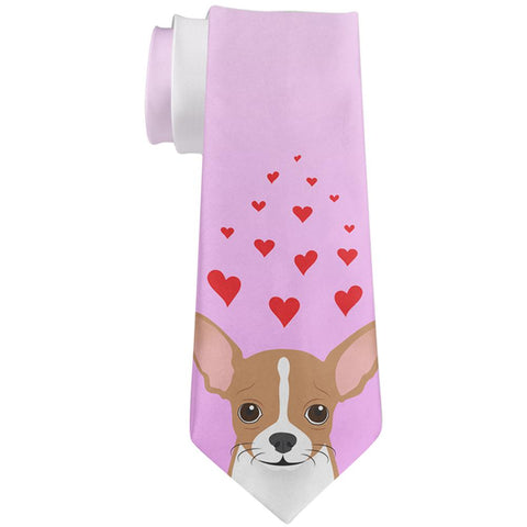 Valentine's Day Chihuahua Love Hearts All Over Neck Tie