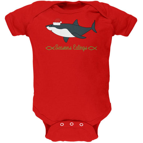 Christmas Shark Seasons Greetings Funny Pun Soft Baby One Piece