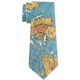 Japanese Gold Koi Fish Tattoo All Over Neck Tie