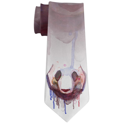 Watercolor Dripping Paint Panda Face All Over Neck Tie