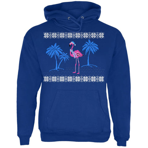 Flamingo Winter Ugly Christmas Sweater Mens Hoodie