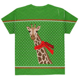 Ugly Christmas Sweater Big Giraffe Scarf All Over Youth T Shirt