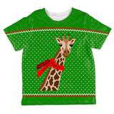 Ugly Christmas Sweater Big Giraffe Scarf All Over Toddler T Shirt