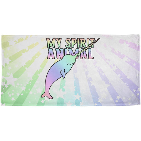 My Spirit Animal Narwhal Unicorn Of The Sea Pastel All Over Beach Towel