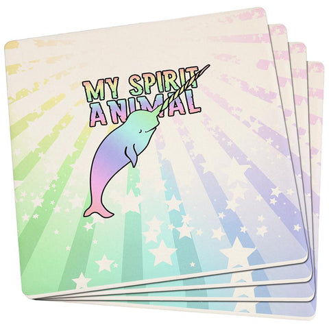 My Spirit Animal Narwhal Unicorn Of The Sea Set of 4 Coasters