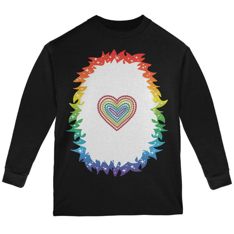 Halloween Rainbow Heart Unicorn Costume Pony Youth Long Sleeve T Shirt