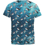 Christmas Shark Pattern All Over Mens T Shirt