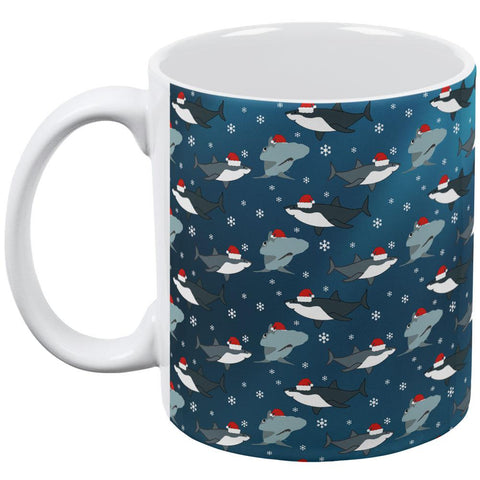 Christmas Shark Pattern All Over Coffee Mug