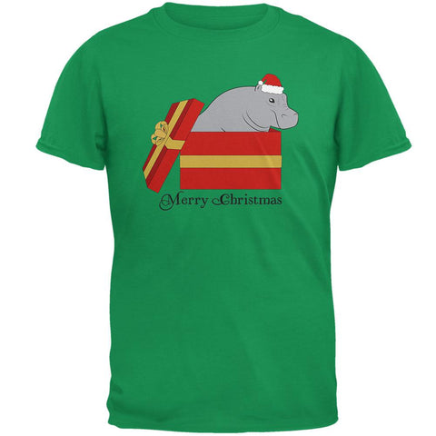 Merry Christmas Hippo Hippopotamus Cute Mens T Shirt