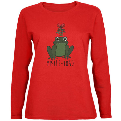 Christmas Mistletoe Toad Funny Pun Womens Long Sleeve T Shirt