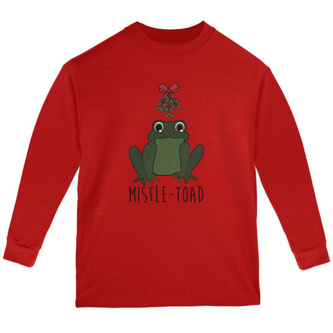 Christmas Mistletoe Toad Funny Pun Youth Long Sleeve T Shirt