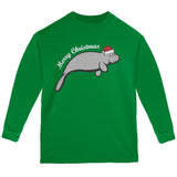 Merry Christmas Manatee Floaty Potato Youth Long Sleeve T Shirt