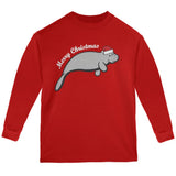 Merry Christmas Manatee Floaty Potato Youth Long Sleeve T Shirt