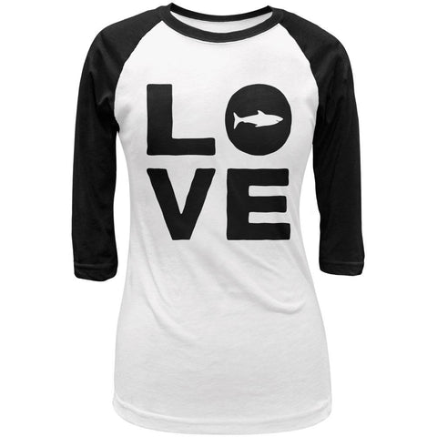 Shark Love Juniors 3/4 Sleeve Raglan T Shirt