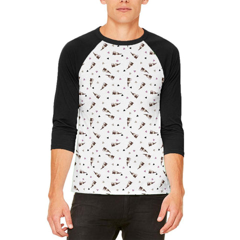 Retro Ferret Pattern Mens Raglan T Shirt