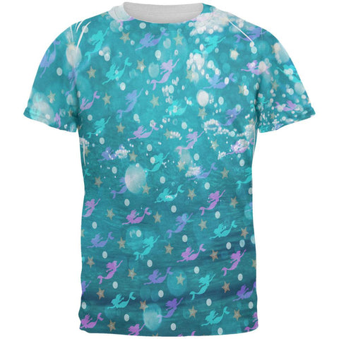 Mermaids Pearls and Starfish Pattern All Over Mens T Shirt