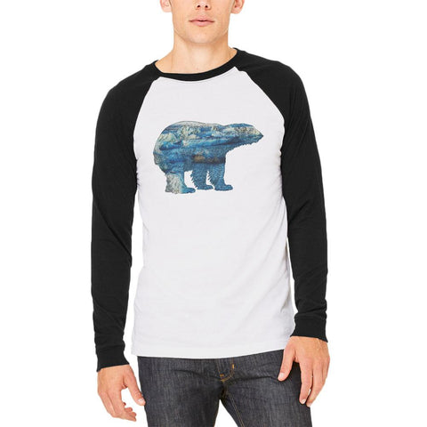 Polar Bear Iceberg Snow Caps Mens Long Sleeve Raglan T Shirt