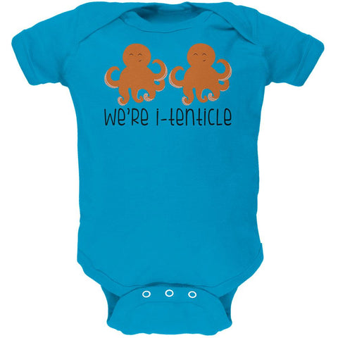Octopus We're Identical Itenticle Twins Funny Pun Soft Baby One Piece