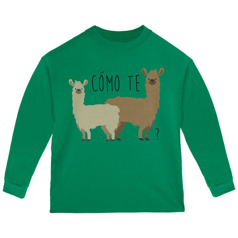Como Te Llamas Funny Llama Pun Toddler Long Sleeve T Shirt