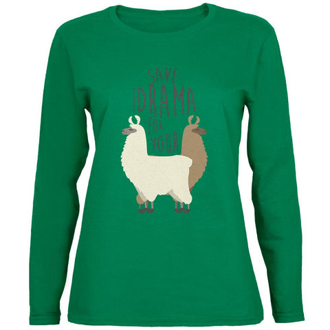 Save the Drama for Your Llama Pun Womens Long Sleeve T Shirt