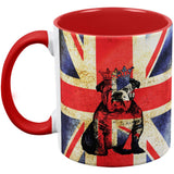 English British Bulldog Crown Grunge Flag Red Handle Coffee Mug
