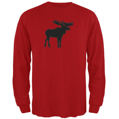 Moose Faux Stitched Mens Long Sleeve T Shirt