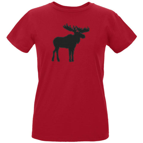 Moose Faux Stitched Womens T Shirt